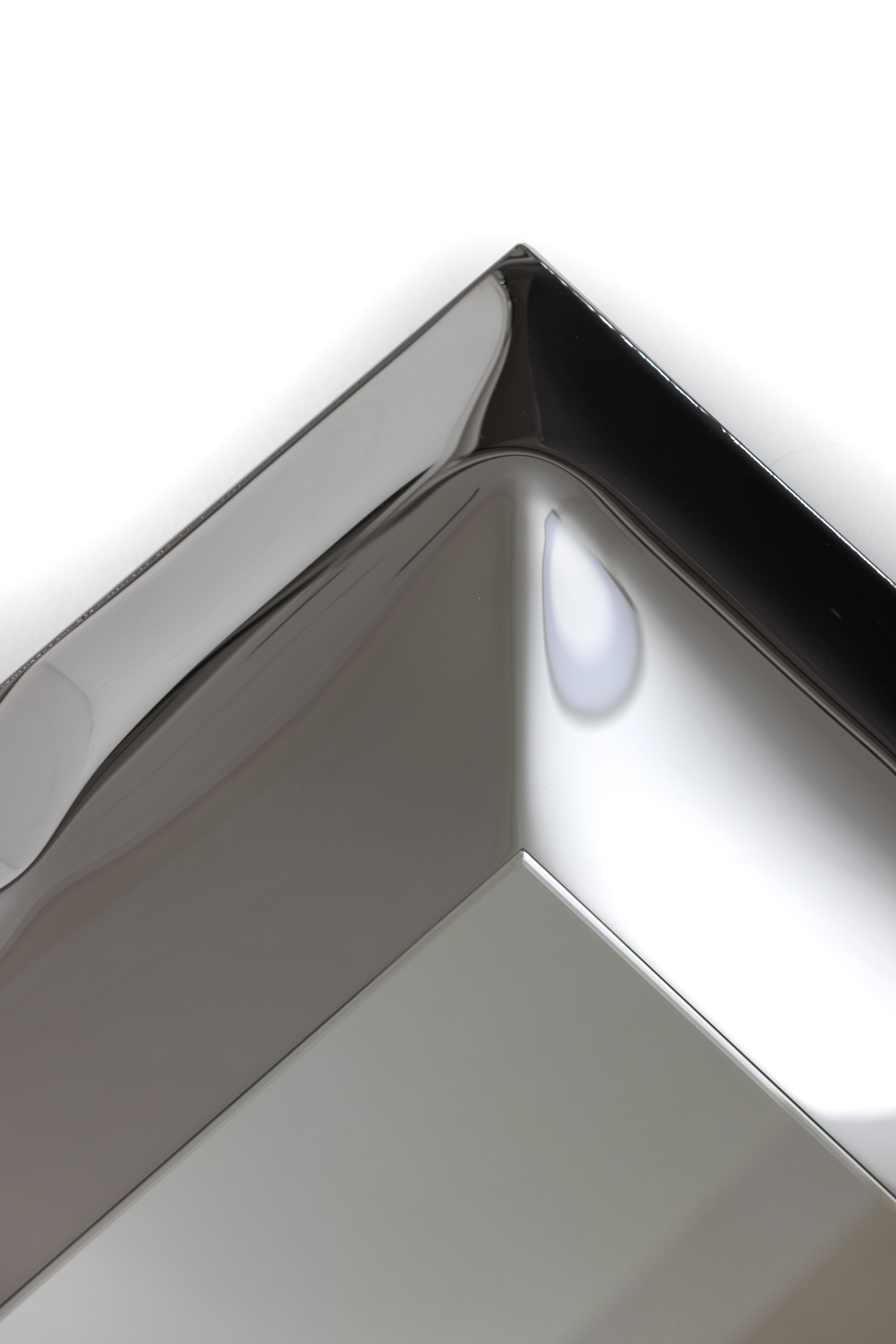 Metal 'Ghost' inflated metal medium mirror, stainless steel and glass