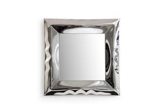 'Ghost' inflated metal square mirror, stainless steel and glass