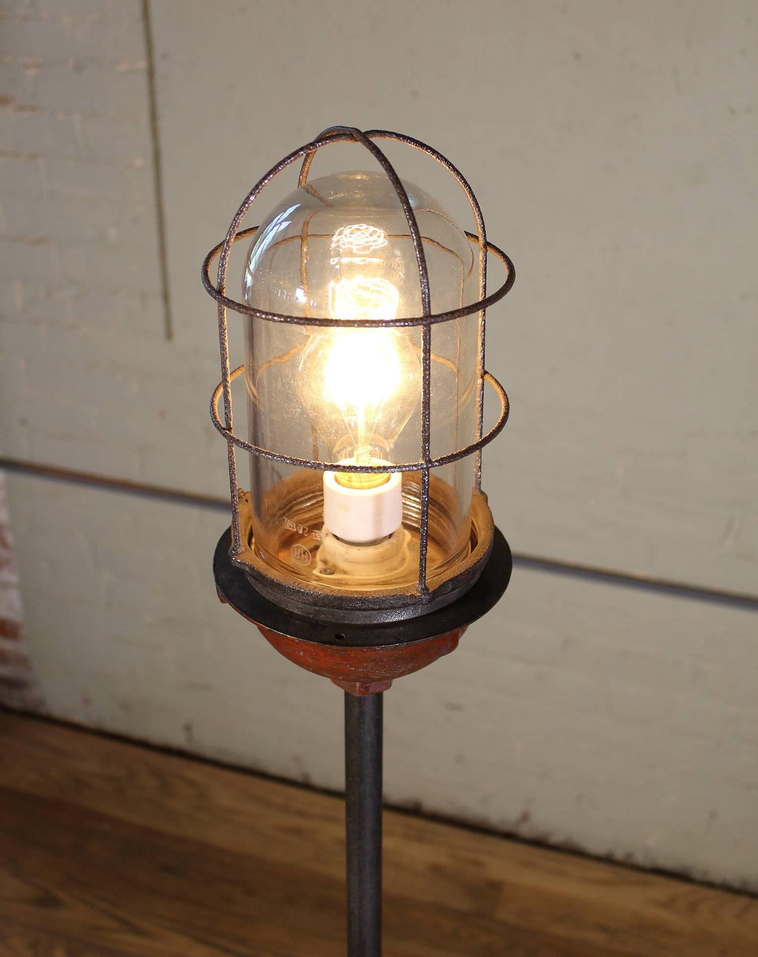 Gothic Ghost Light, Theater Stage Floor Lamp, Glass, Iron and Steel, Vintage Industrial