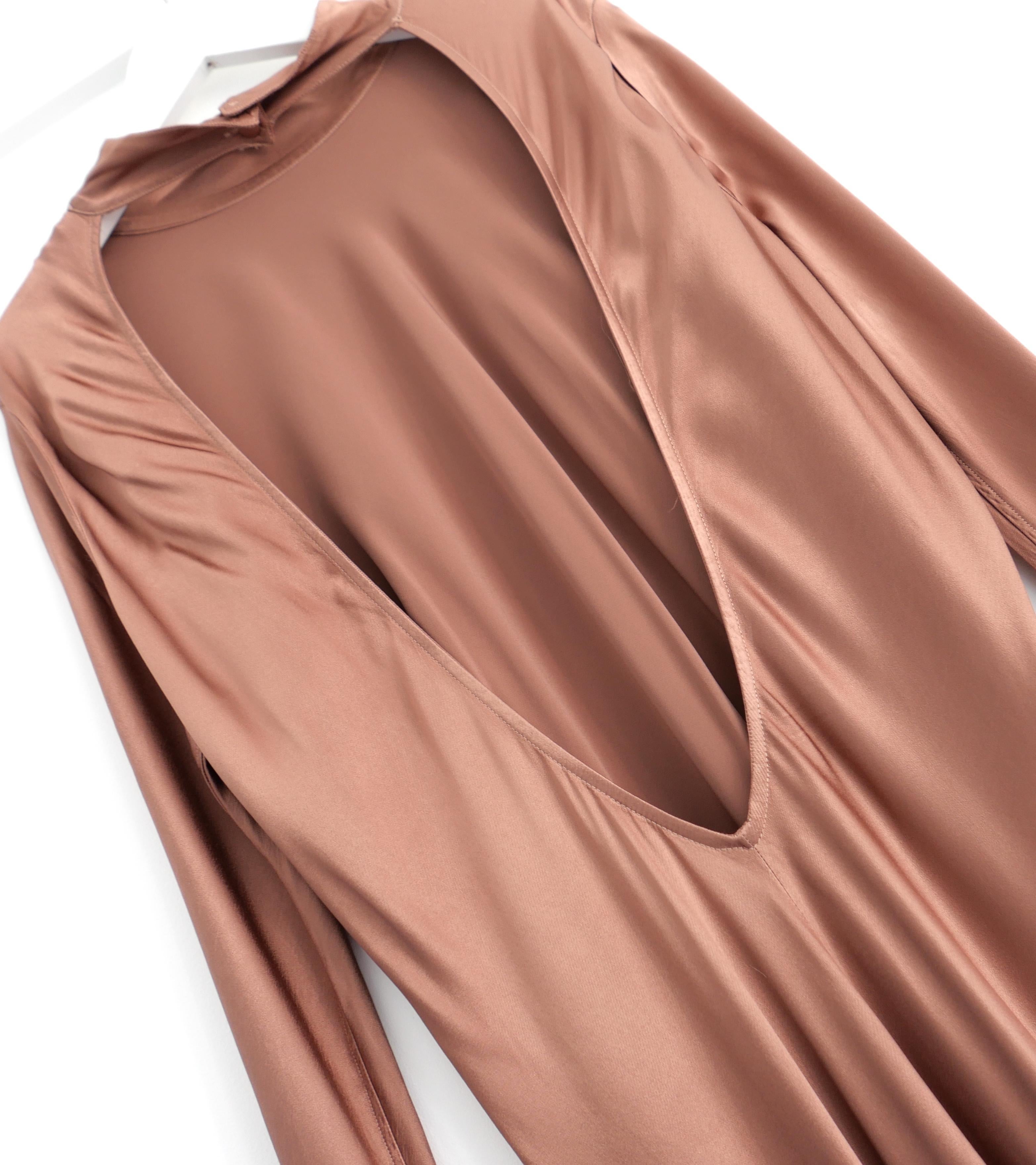 Brown Ghost London Rayna High Neck Low Back Maxi Dress Gown For Sale