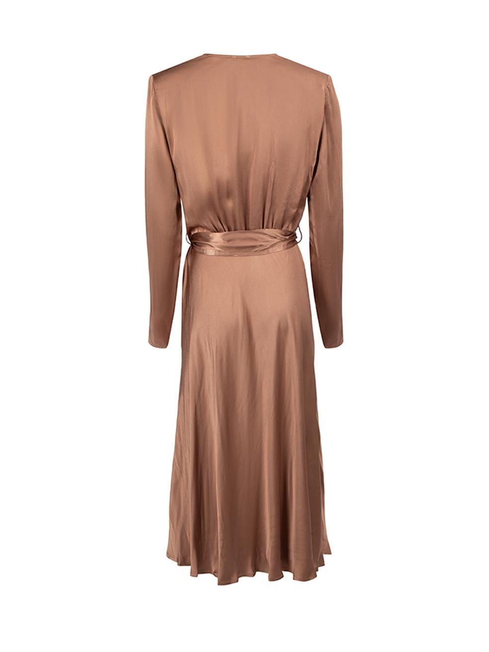 Ghost London Women's Brown Belted Long Sleeved Midi Dress For Sale 1