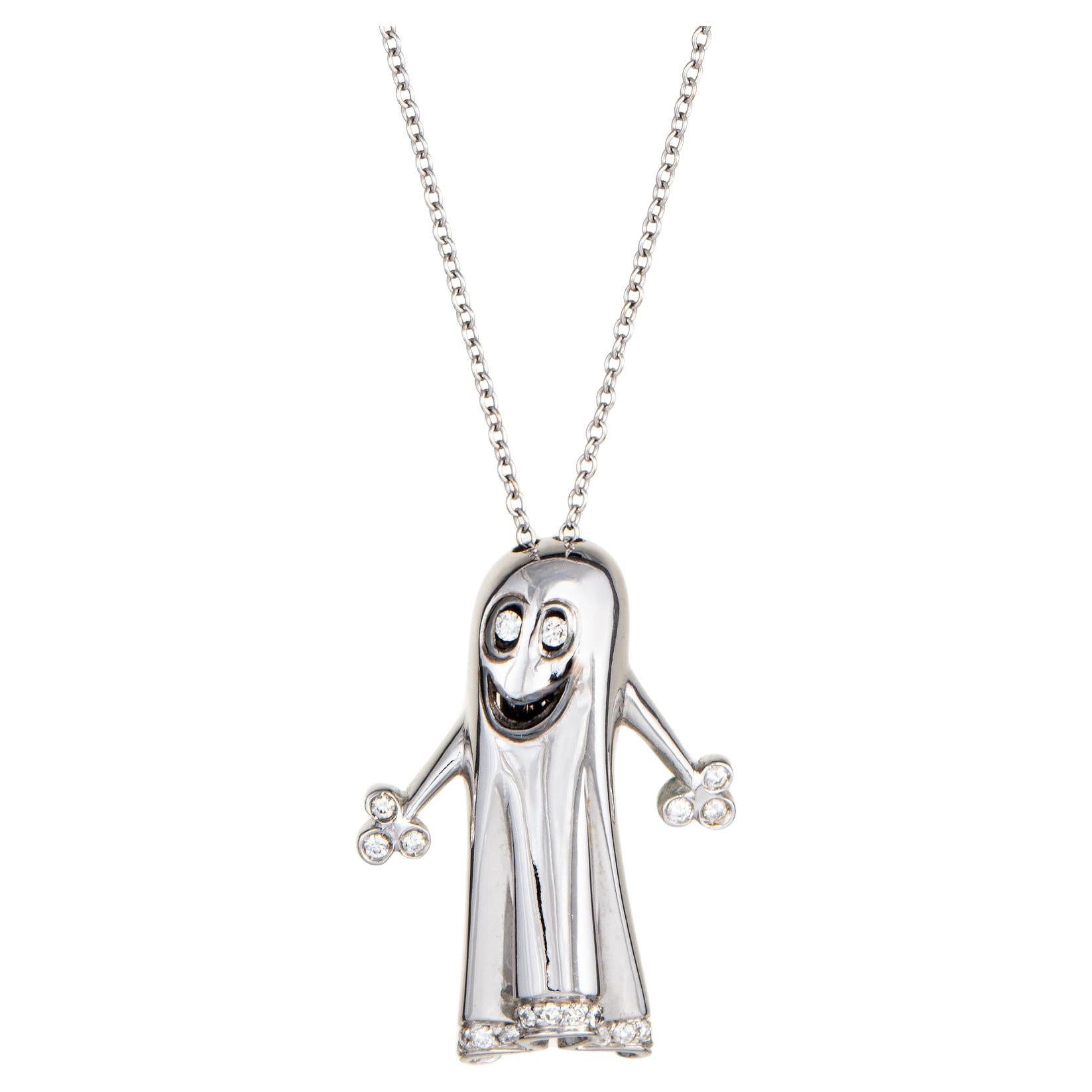 Collana Fantasma Diamante Oro Bianco 18k Estate Jewelry Gioielli Spaventosi Unici e Preziosi
