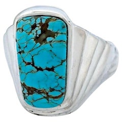 Ghost Valley Turquoise Ring: Geometric Sterling Silver Design by Rob Sherman