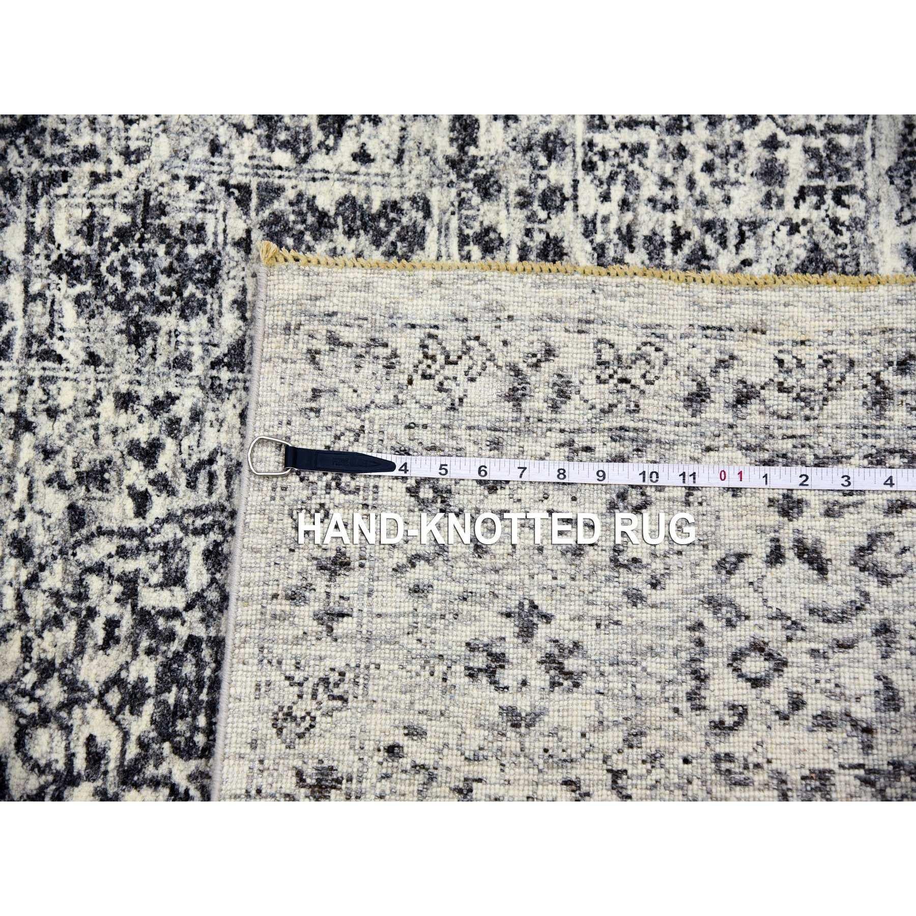 Ghost White Undyed 100% Wool Hand Knotted Mamluke Design Rugs 8'0