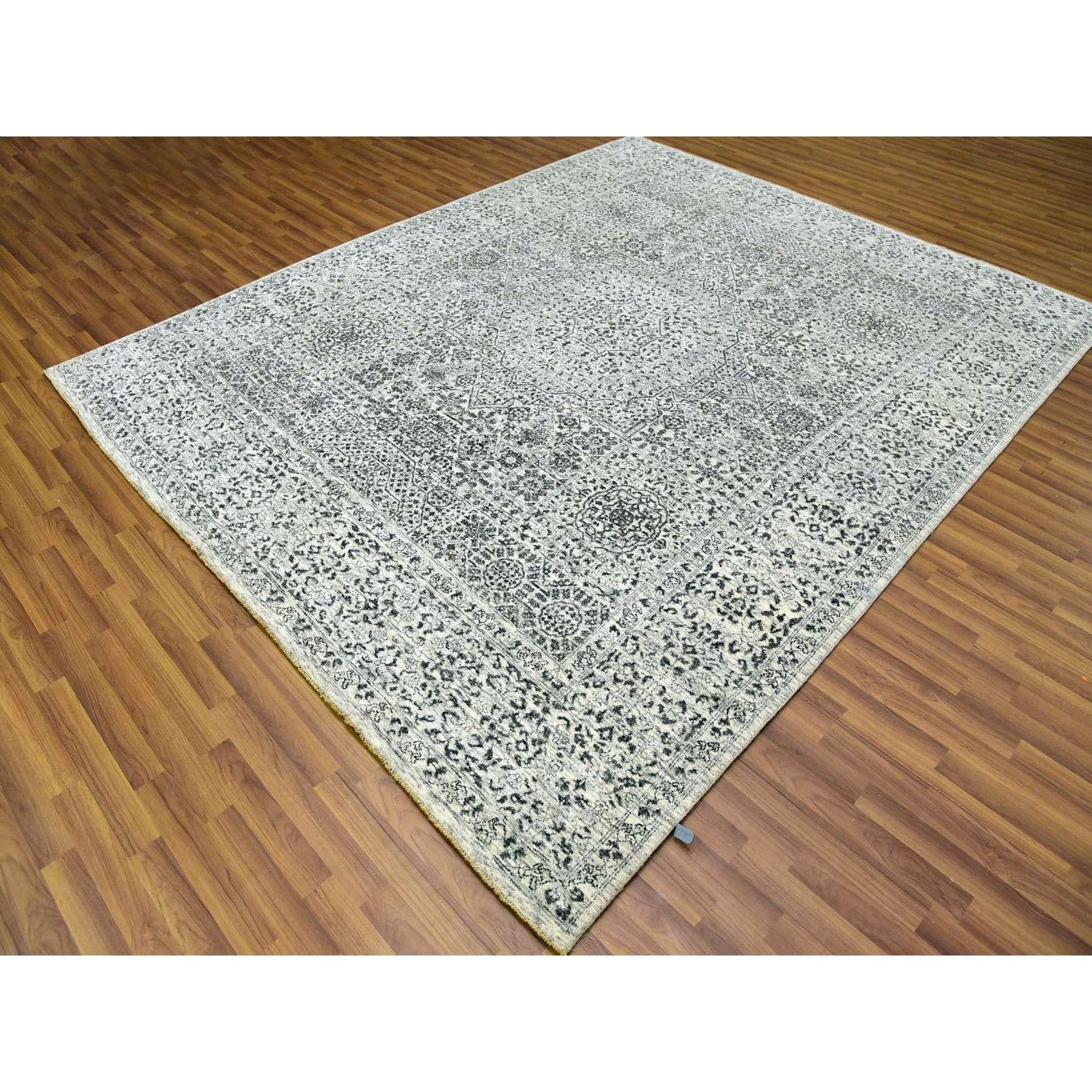 Indiano Ghost White Undyed 100% Wool Hand Knotted Mamluke Design Rugs 8'0