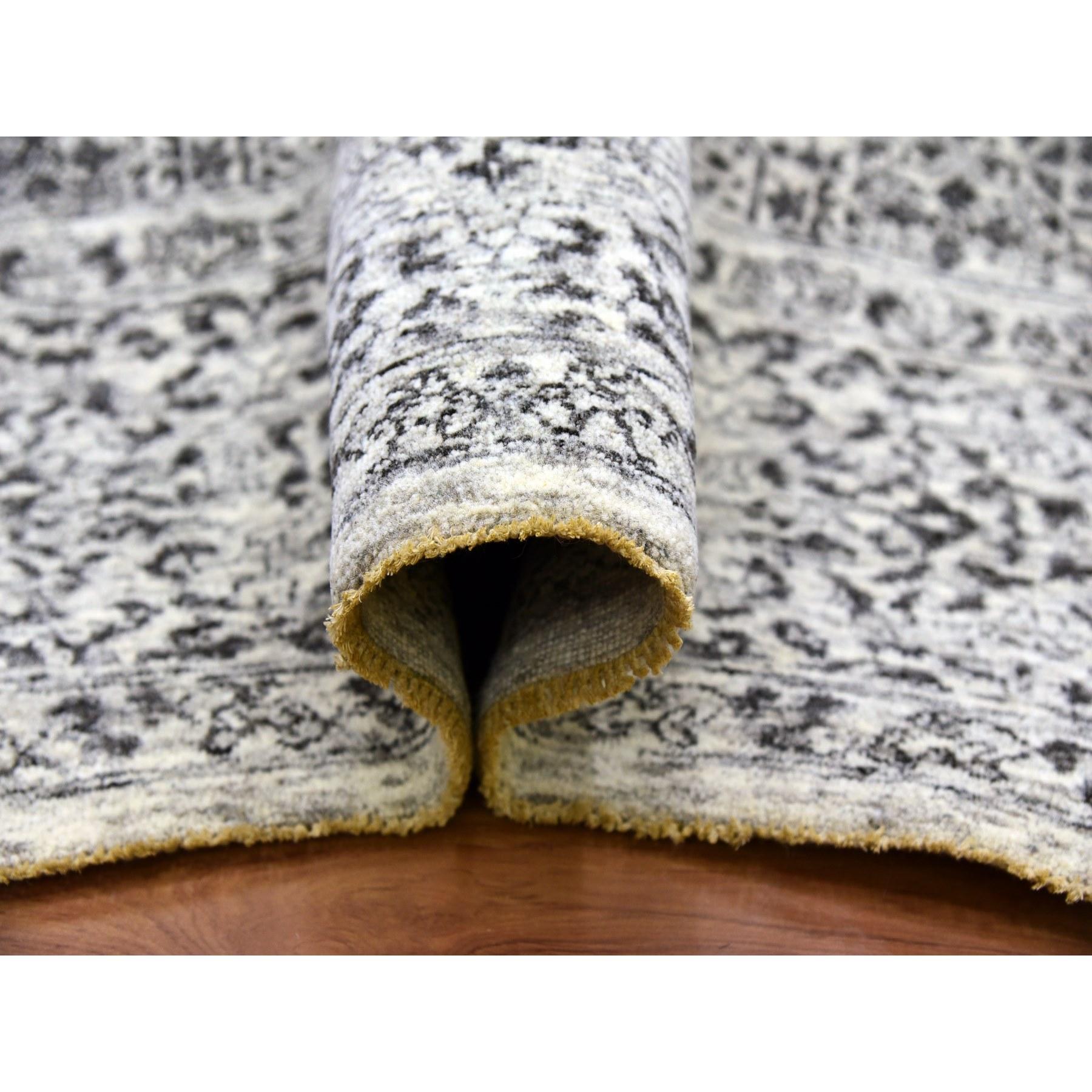 Ghost White Undyed 100% Wool Hand Knotted Mamluke Design Rugs 8'0