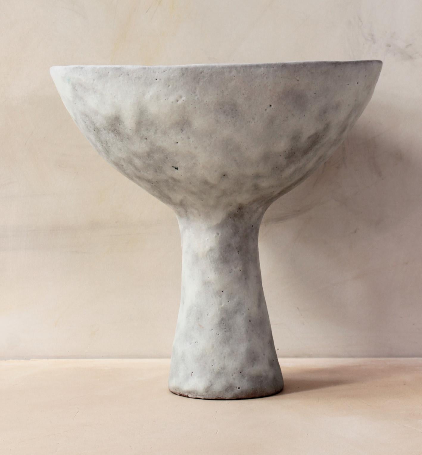 Ghostcup vase by Silvia Valentín
2019
Signed
Materials: Stoneware, mineral glaze
Dimensions: diameter 28 cm x 27.5 cm high
Weight: 2.435 kg

Silvia Valentín
Graduated in Fine Arts in 1991. 
Restorer of wall paintings and