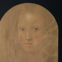 Ghostly Portrait Drawing of Girl by George Richmond Ra, 19th Century