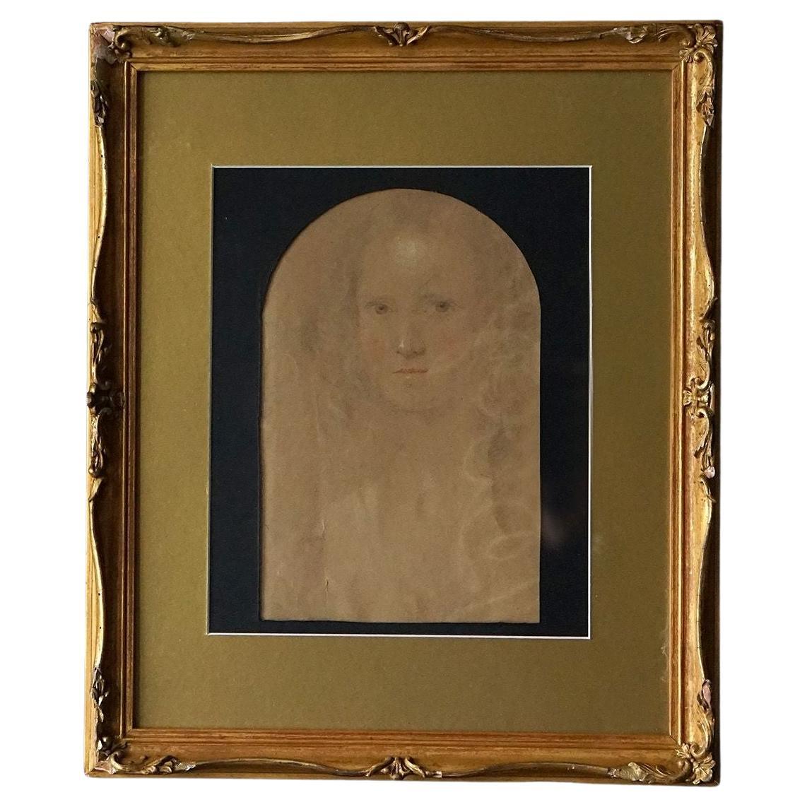 Ghostly Portrait Drawing of Girl by George Richmond Ra, 19th Century