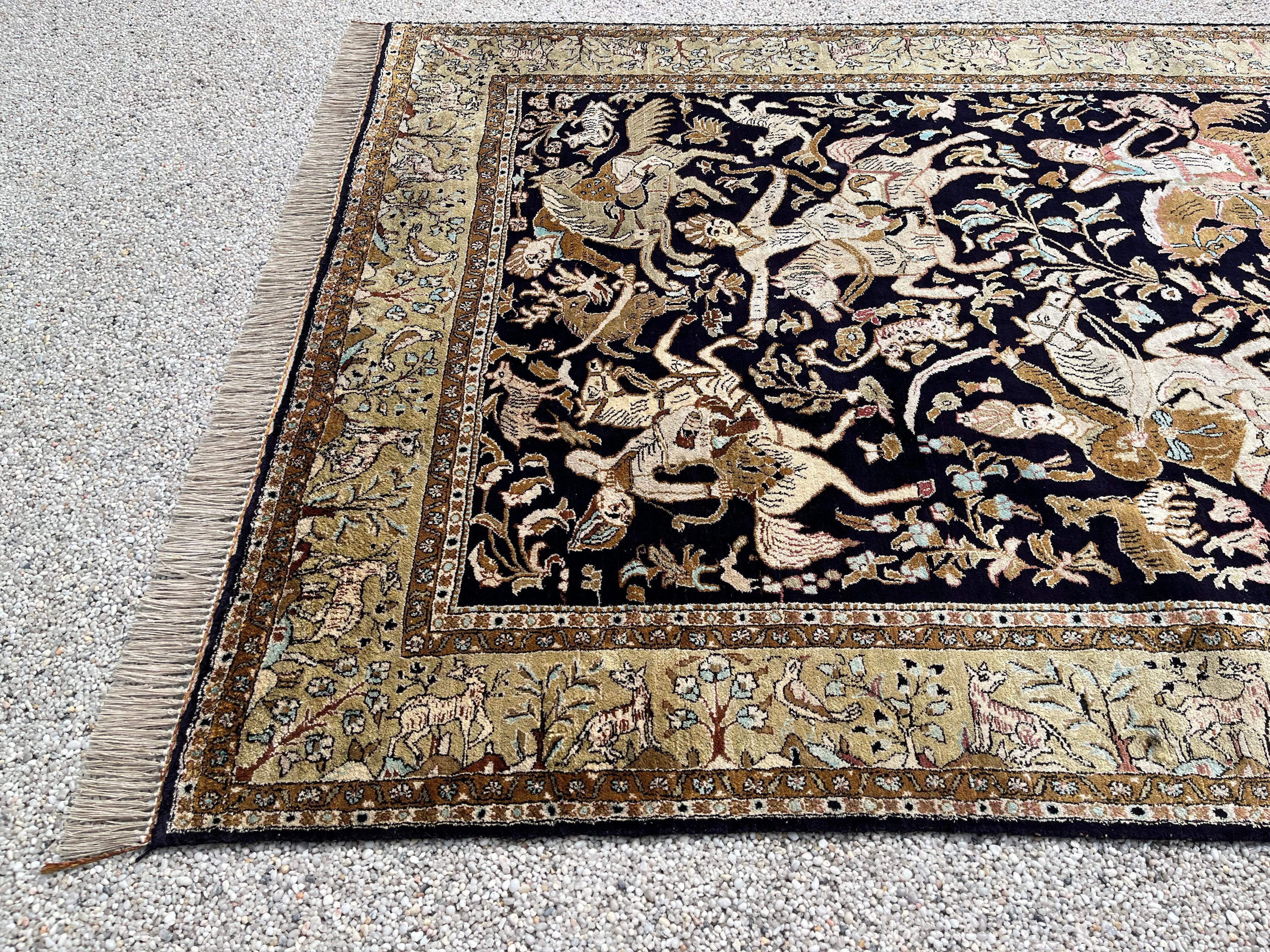 Ghoum Silk Persian Rug In Good Condition For Sale In RÉDING, FR