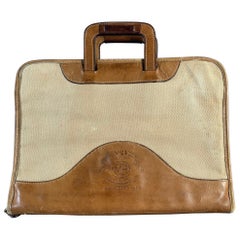 GHURKA Brown Tan Leather 
Canvas Briefcase