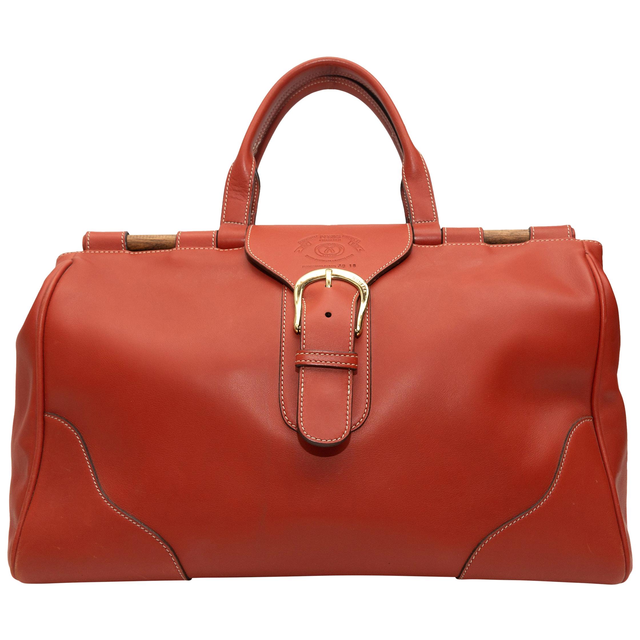 Ghurka Orange Large Leather Handbag