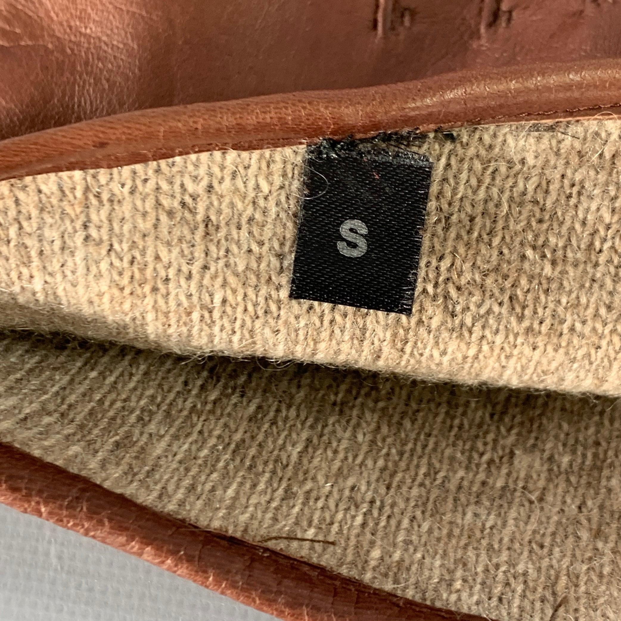 GHURKA Size S Brown Cashmere Lined Leather Gloves In Excellent Condition In San Francisco, CA