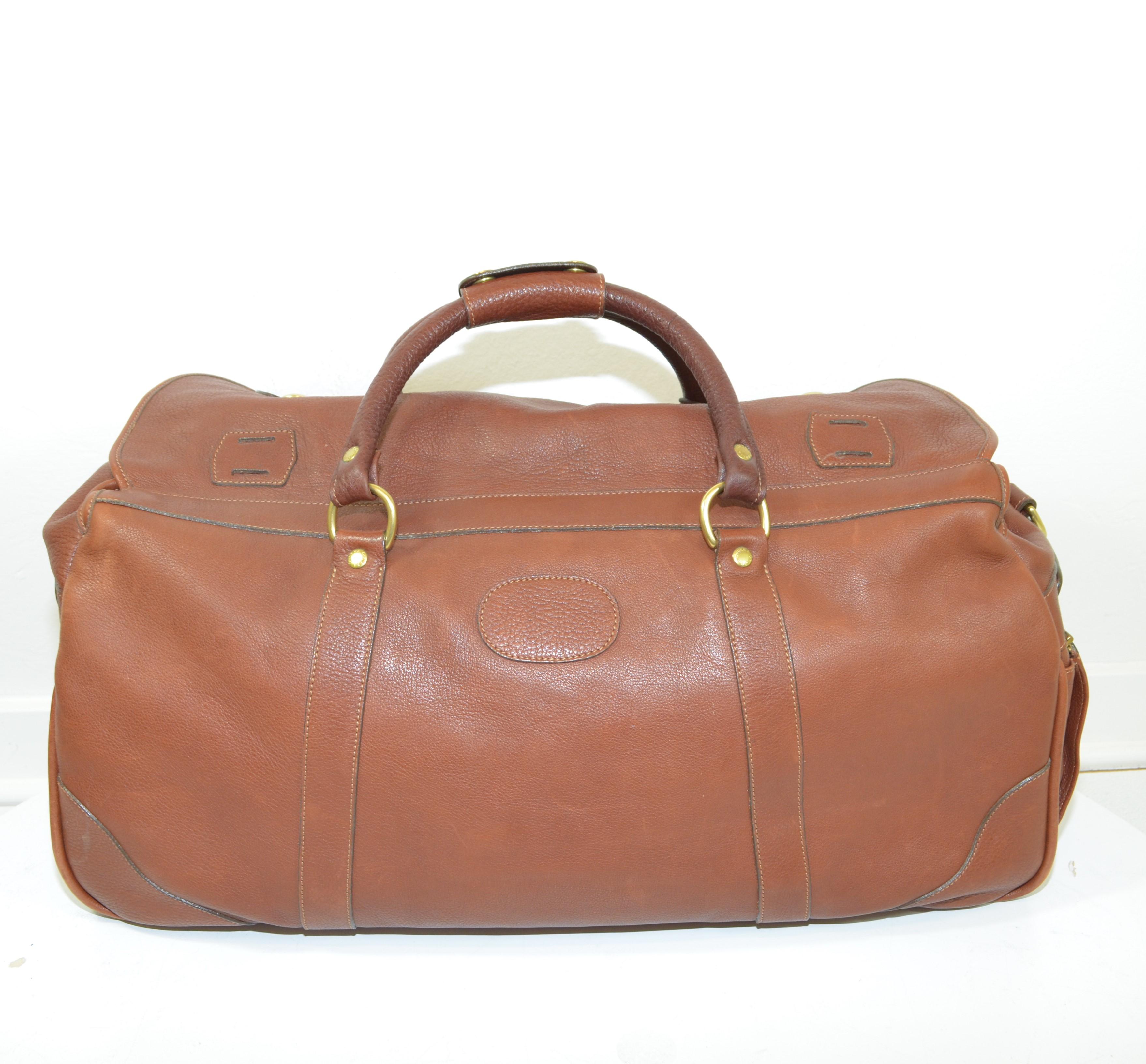 Women's or Men's Ghurka Vintage Chestnut Leather Duffel Bag with Travel Accessories