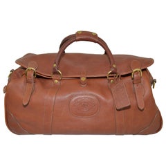 Ghurka Vintage Chestnut Leather Duffel Bag with Travel Accessories