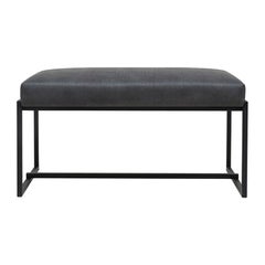 GHYCZY Bench Grace GB03 Charcoal Frame and Details, Leather Look Fabric