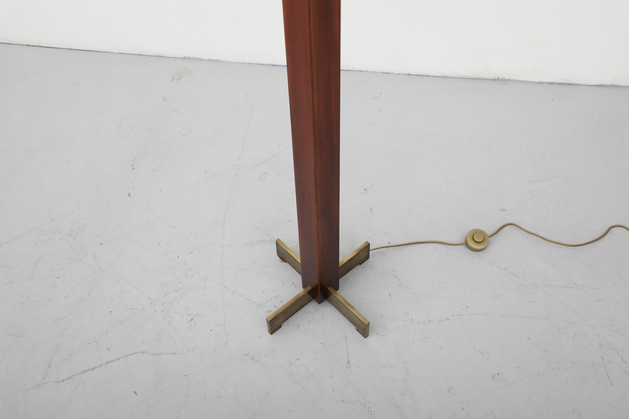 Ghyczy Inspired Art Deco Wood and Brass Torchiere Floor Lamp 4