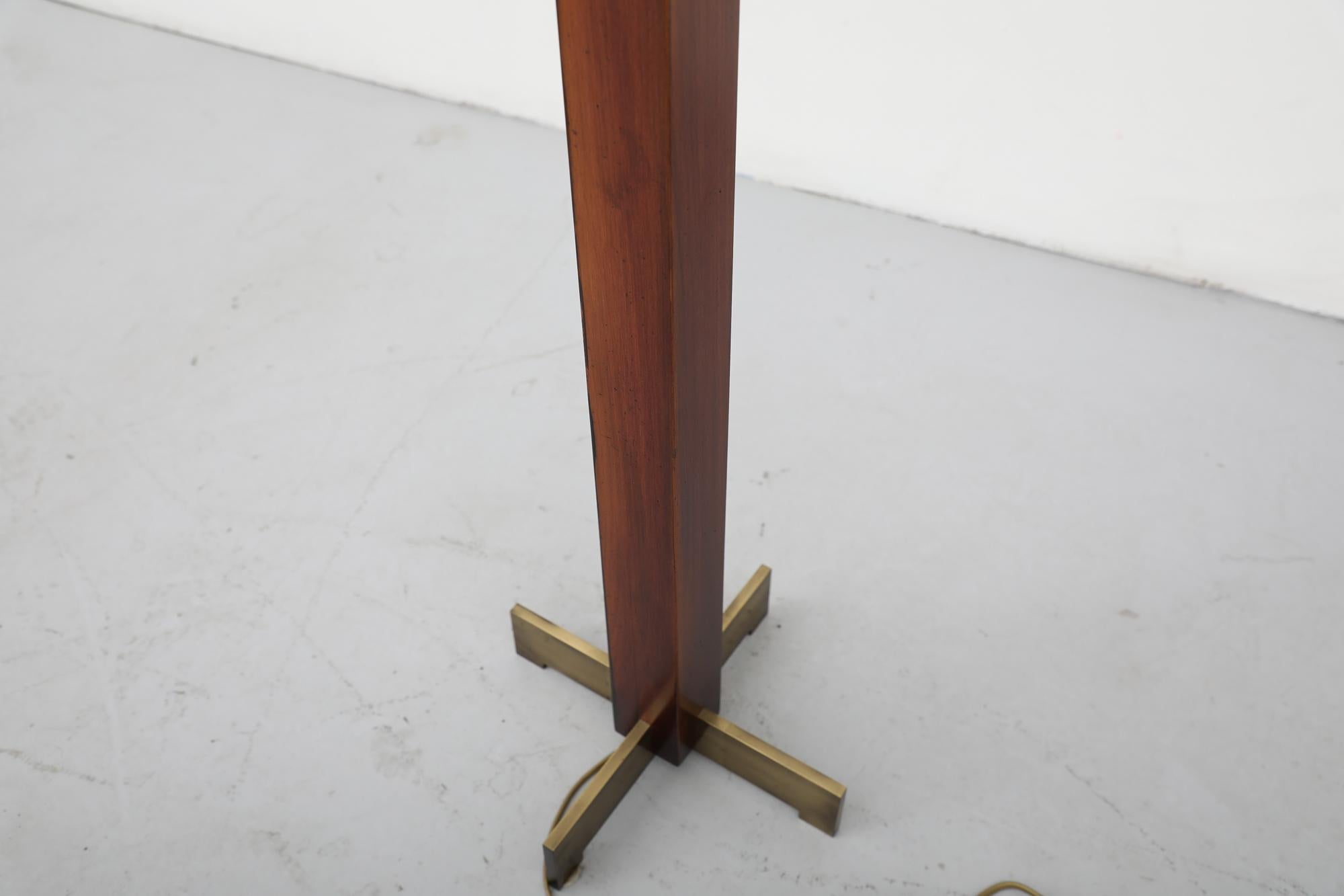 Ghyczy Inspired Art Deco Wood and Brass Torchiere Floor Lamp 13