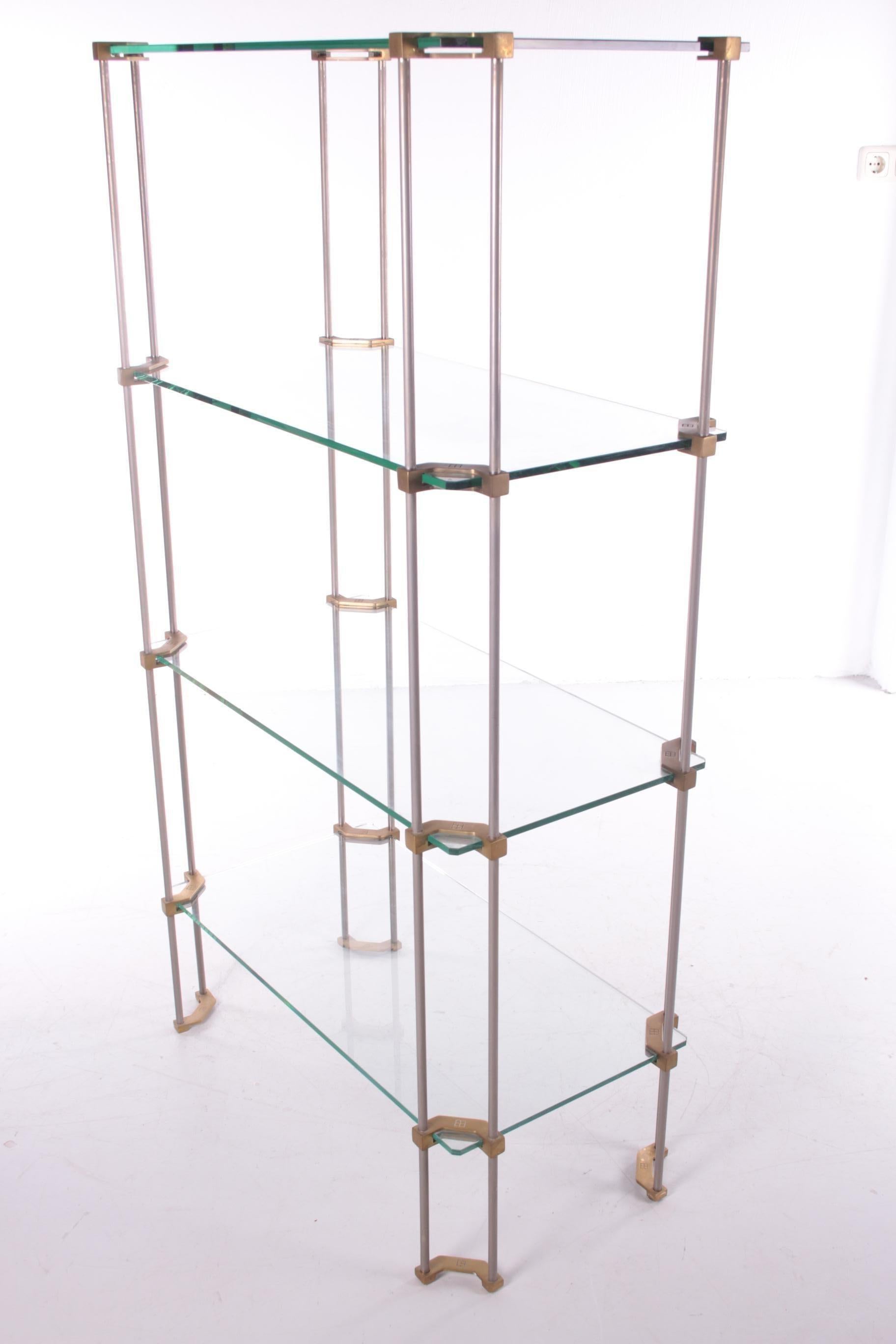 Ghyczy Wall Unit or Bookshelf Made of Glass with Brass, 1960s 2