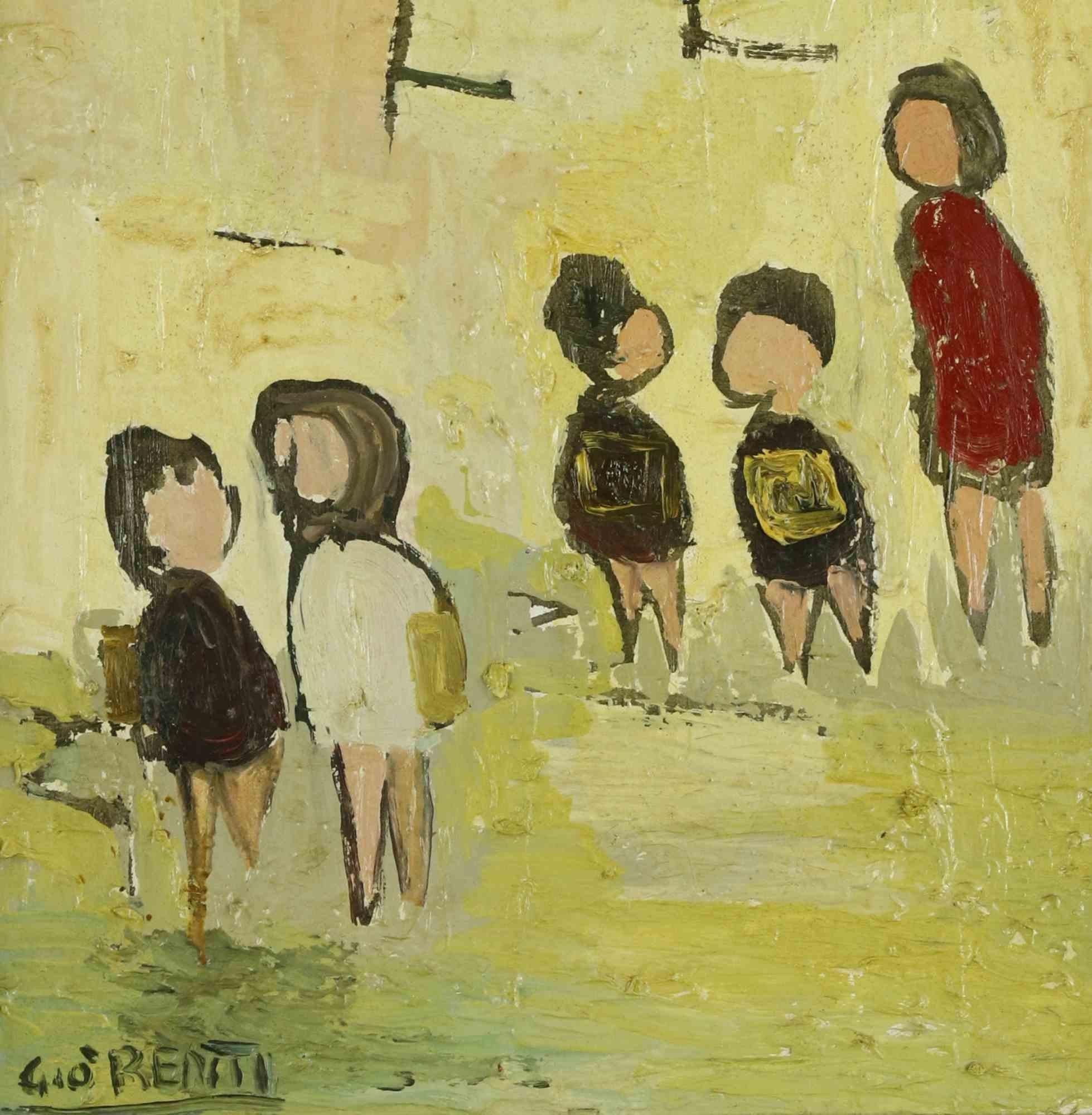 Sans titre - Peinture à l'huile par Giò Renti - Fin du 20e siècle en vente 2