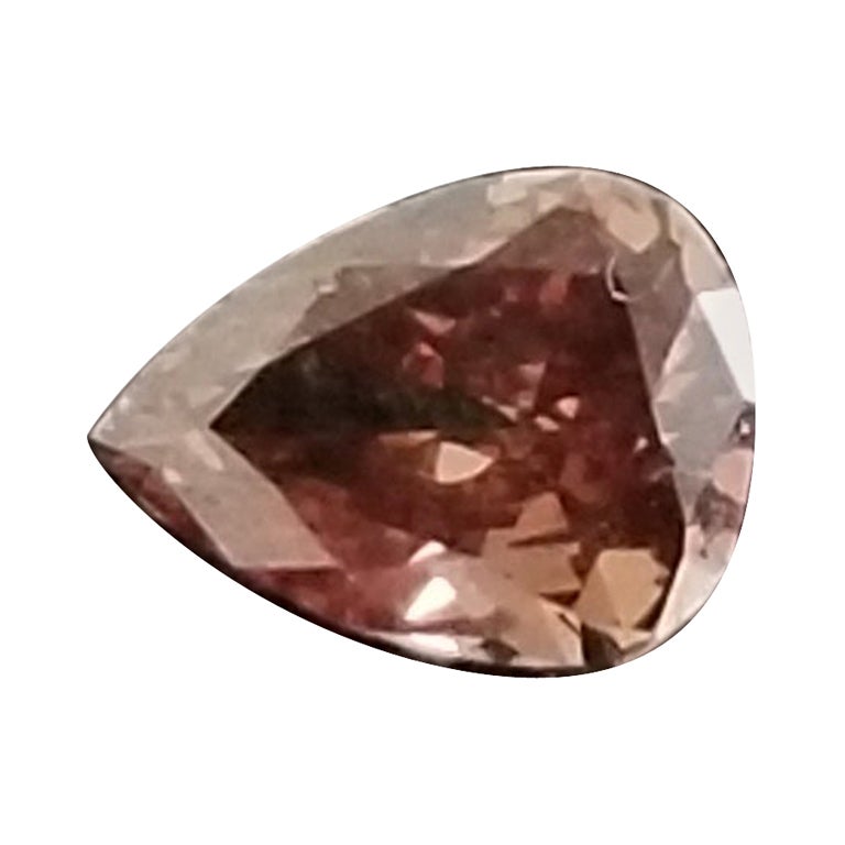 GIA 0.15 Carat Natural Fancy Deep Orange Brown Pear Shape Loose Diamond For Sale