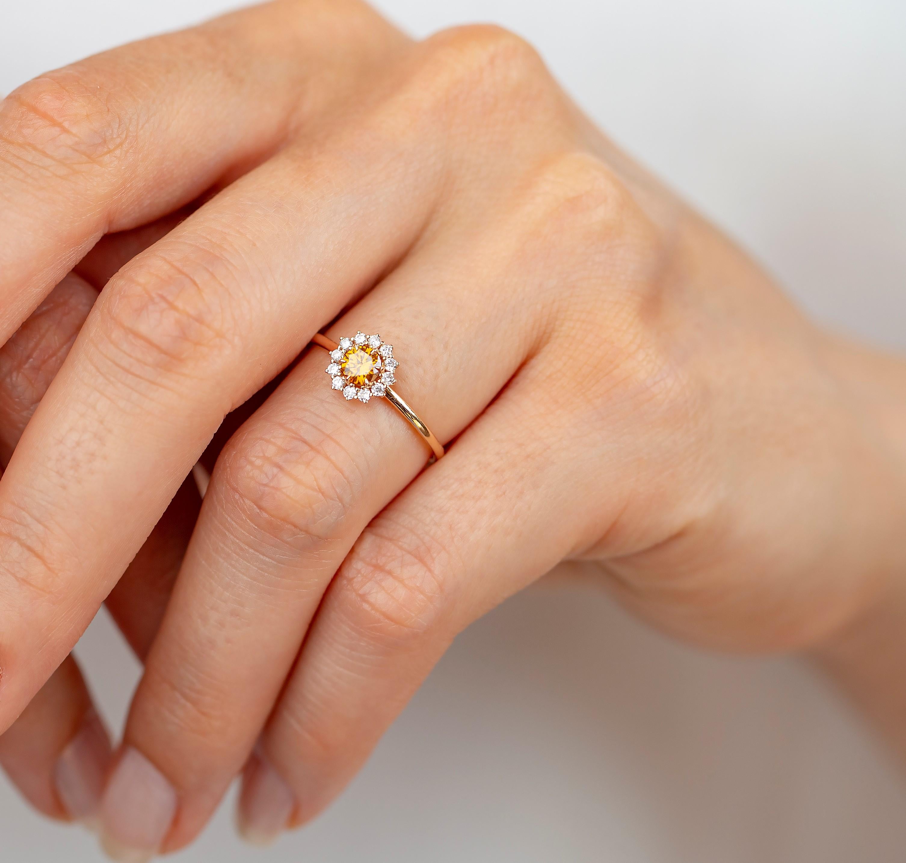 GIA 0.24 Ct. Fancy Deep Yellow-Orange Diamond 14K Gold Solitaire Ring 3