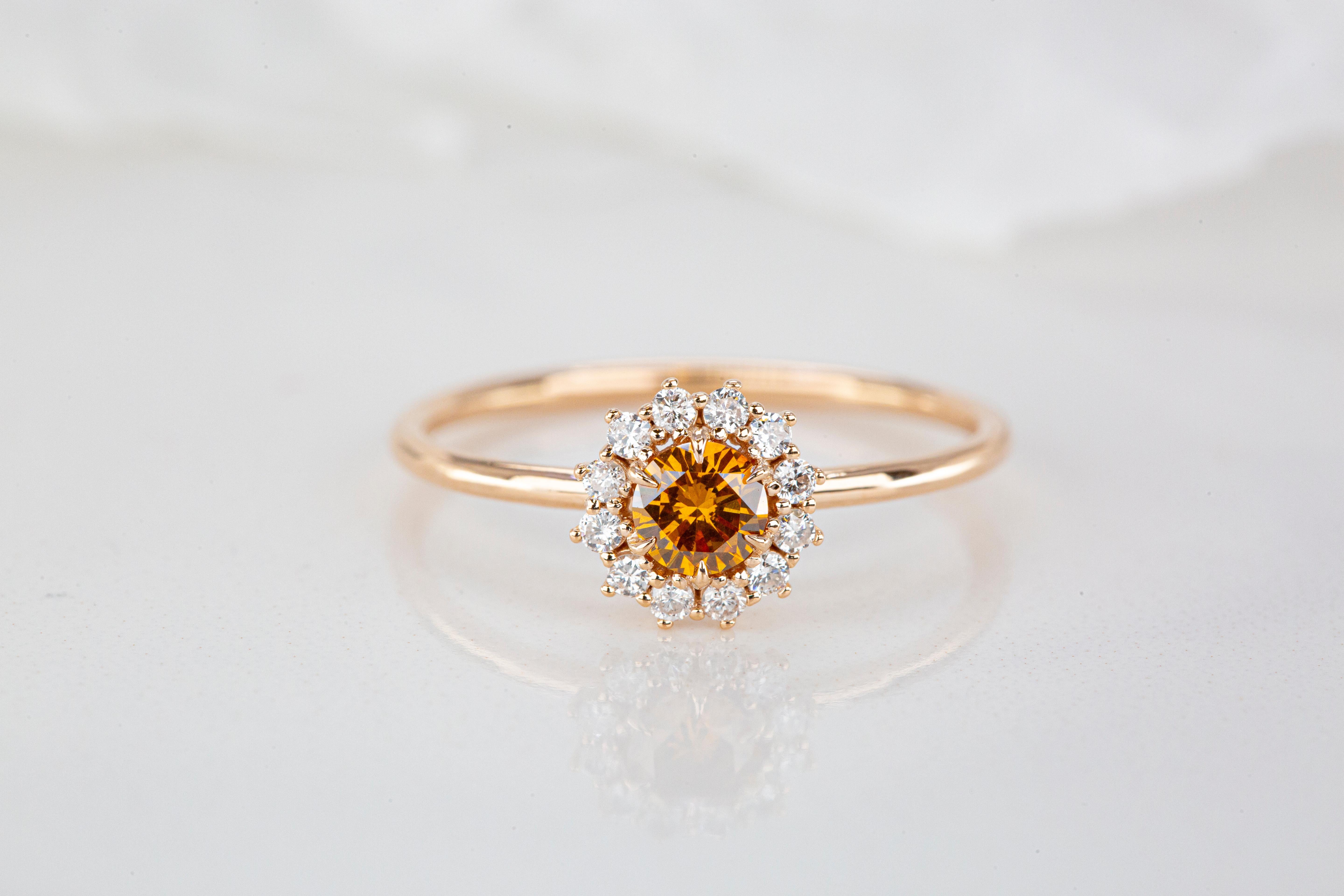 For Sale:  GIA 0.24 Ct. Fancy Deep Yellow-Orange Diamond 14K Gold Solitaire Ring 4