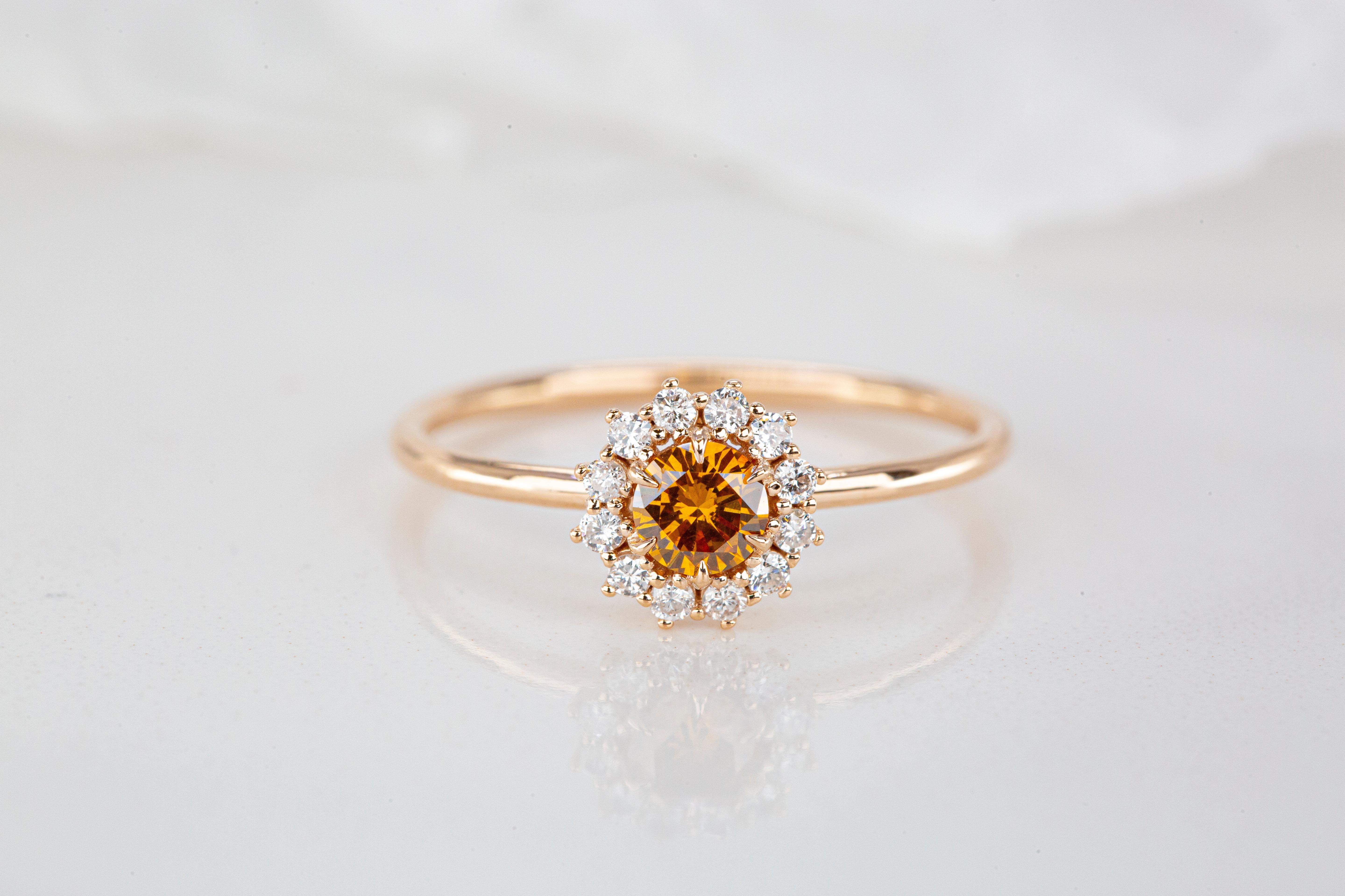 GIA 0.24 Ct. Fancy Deep Yellow-Orange Diamond 14K Gold Solitaire Ring 4