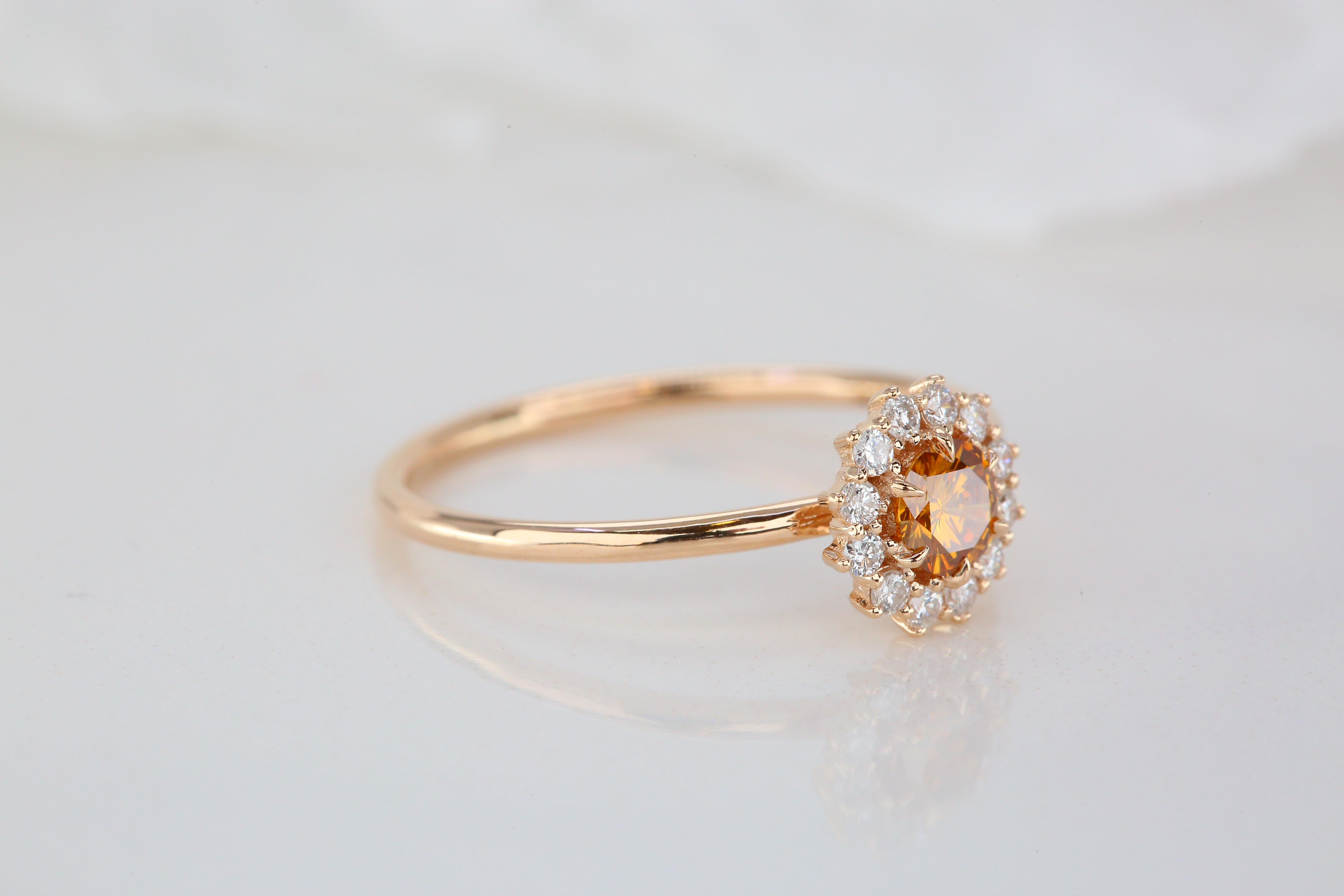 For Sale:  GIA 0.24 Ct. Fancy Deep Yellow-Orange Diamond 14K Gold Solitaire Ring 5