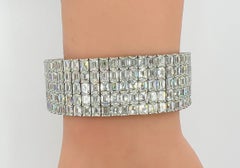 Bracelet à 5 rangées en or blanc 18 carats, orné de diamants taille émeraude de 0,30 carat chacun (GIA)