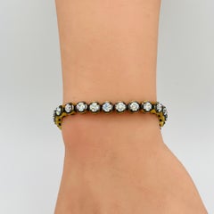 GIA 0,30 Karat Rundes Diamantarmband aus schwarzem Rhodium und 18 Karat Gelbgold