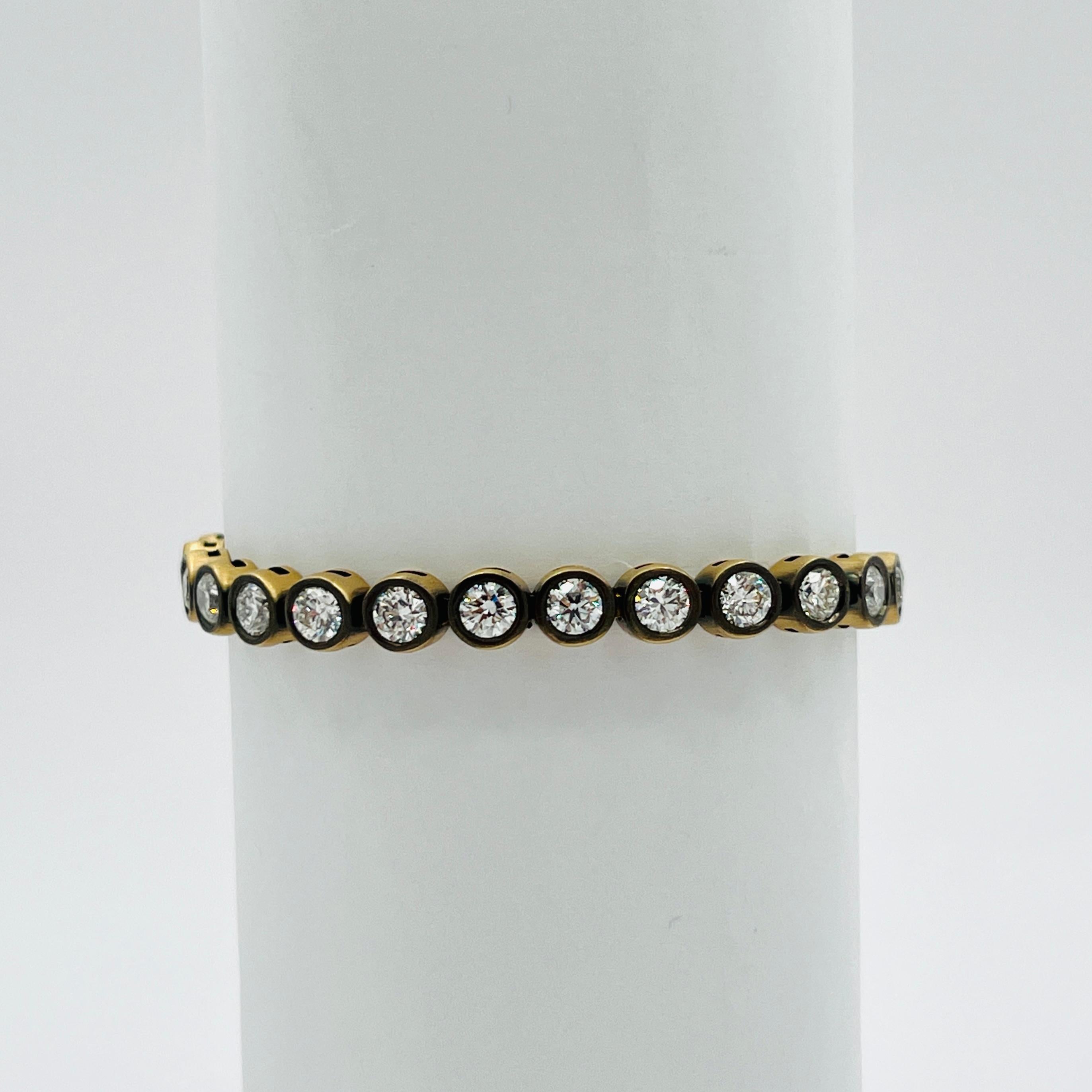 Bracelet en rhodium noir et or jaune 18K avec diamants ronds de 0,30 carat chacun GIA Neuf - En vente à Los Angeles, CA