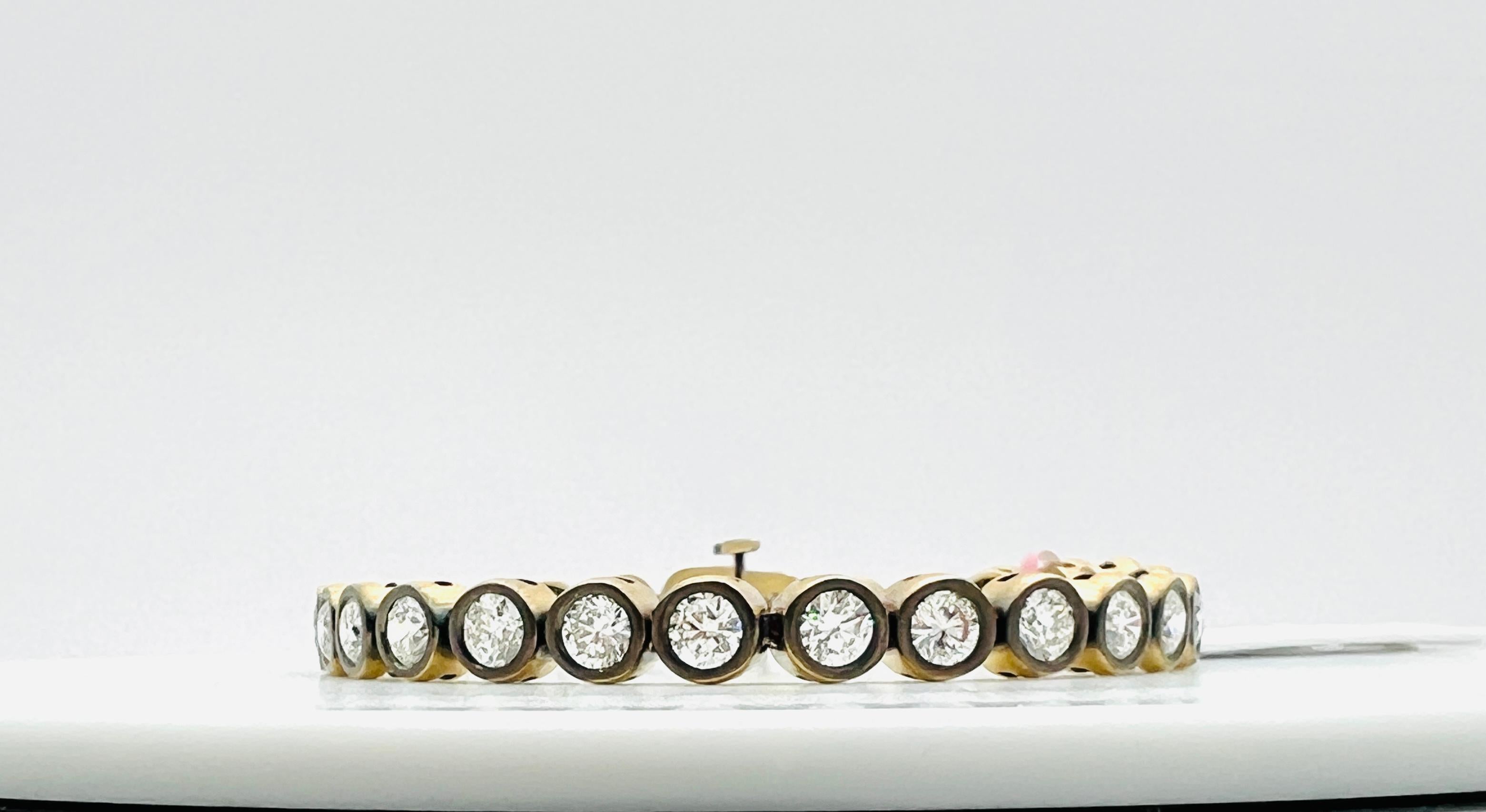 Bracelet en rhodium noir et or jaune 18K avec diamants ronds de 0,30 carat chacun GIA Unisexe en vente