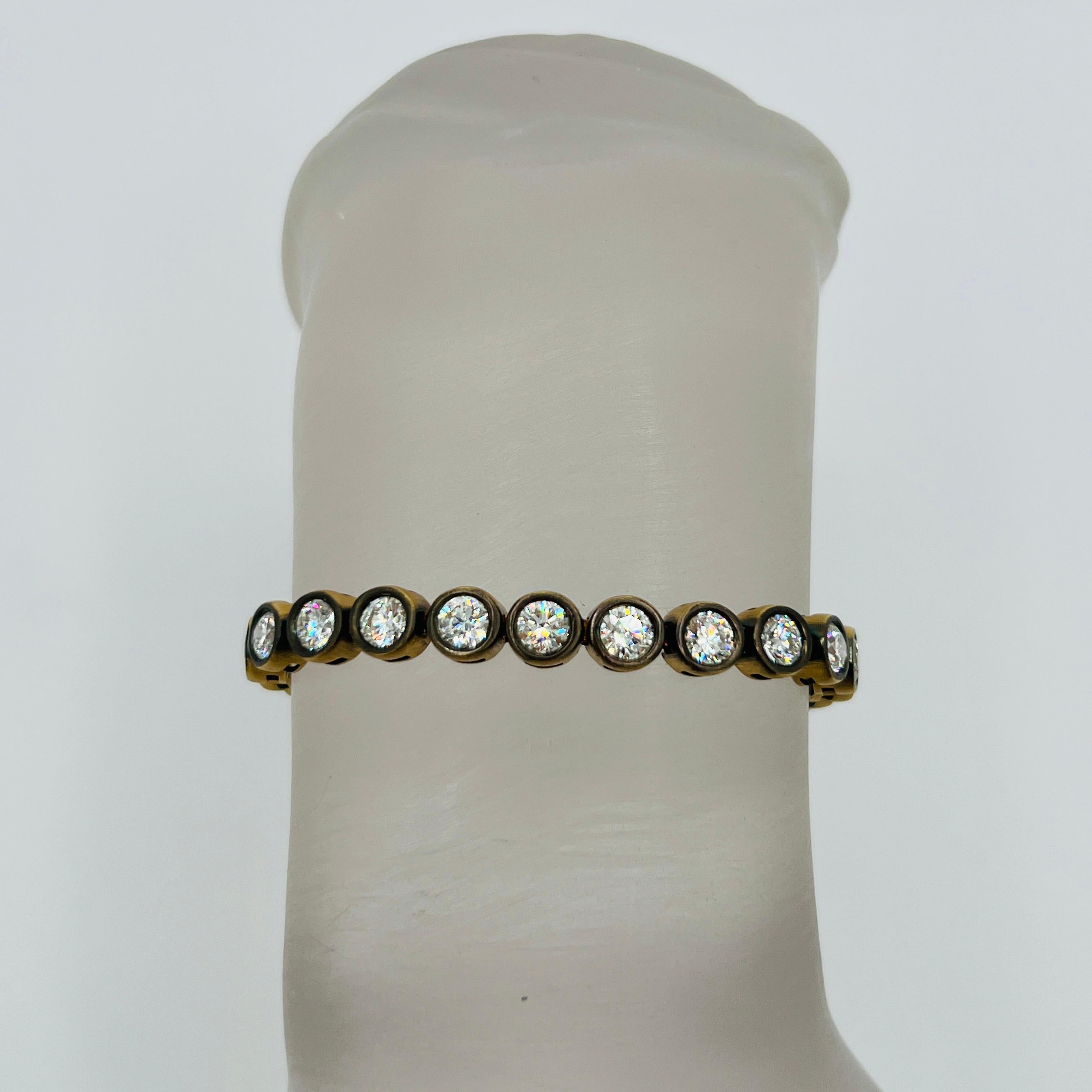 Bracelet en rhodium noir et or jaune 18K avec diamants ronds de 0,30 carat chacun GIA en vente 1