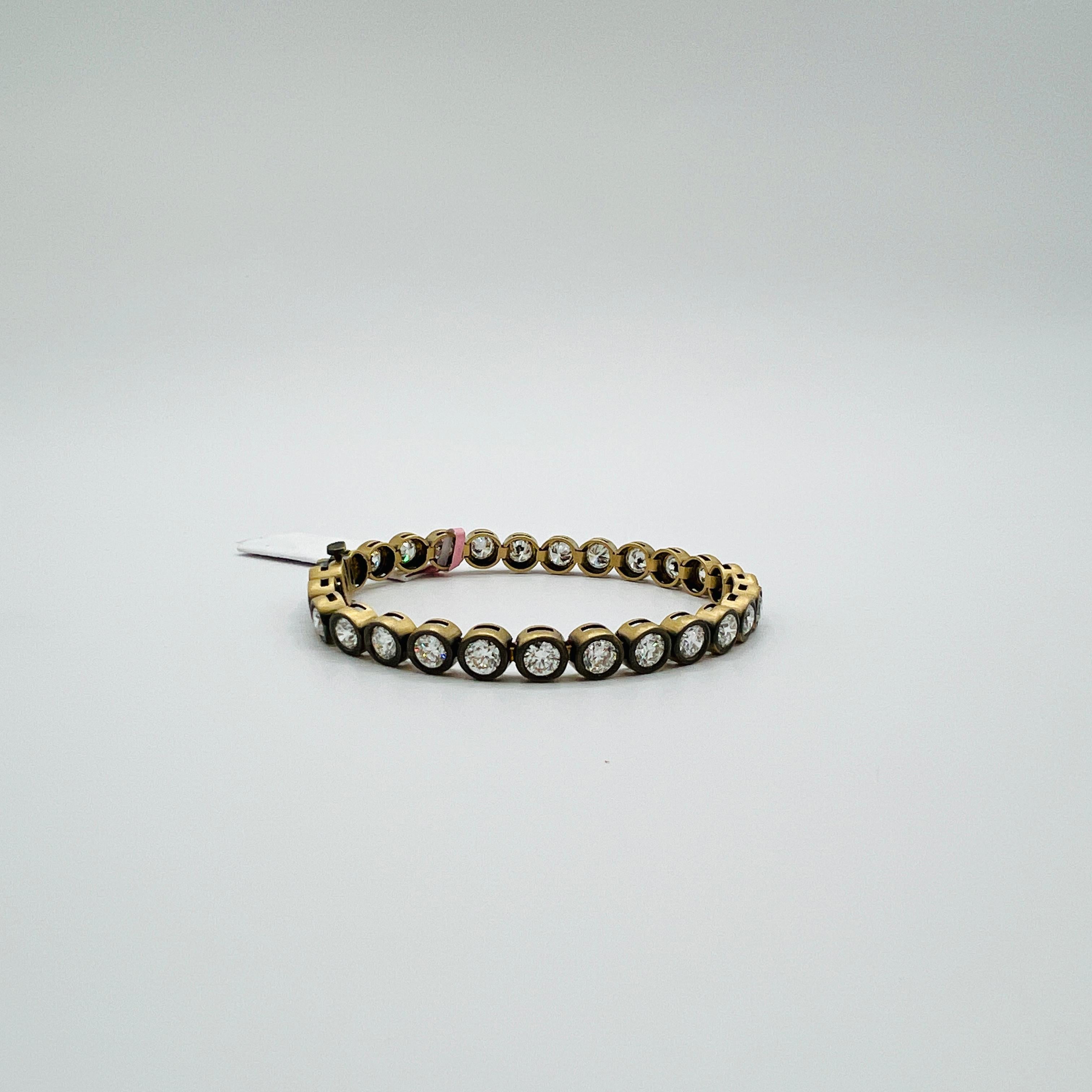 Bracelet en rhodium noir et or jaune 18K avec diamants ronds de 0,30 carat chacun GIA en vente 3