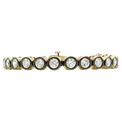 GIA Bracciale con diamanti rotondi da 0,30 carati ciascuno in rodio nero e oro giallo 18 carati