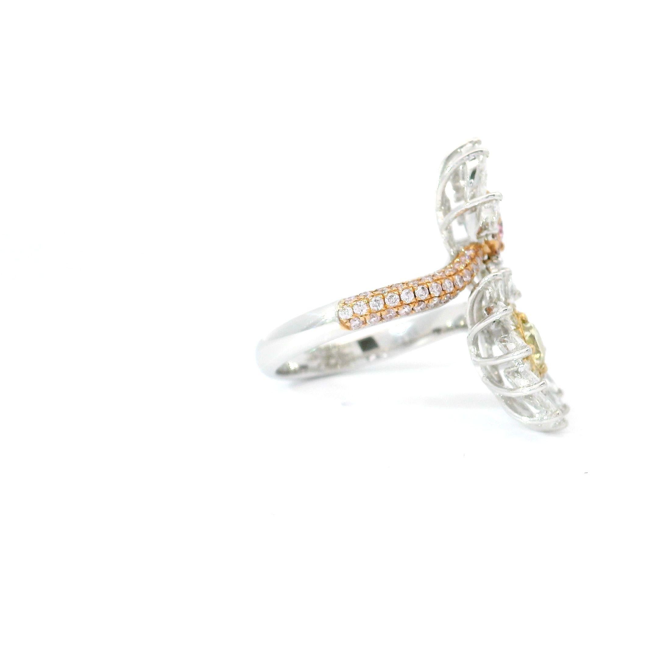 GIA  0.35/0.30 Carat U-V/Very Light Pink Colour VS1/I1 Clarity Diamond Ring Unisexe en vente