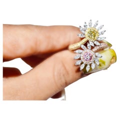 GIA  0.35/0.30 Carat U-V/Very Light Pink Colour VS1/I1 Clarity Diamond Ring