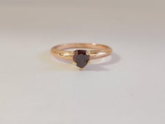 GIA 0.37 Carat Fancy Color Reddish Orange Heart Shape 14K Rose Gold Ring