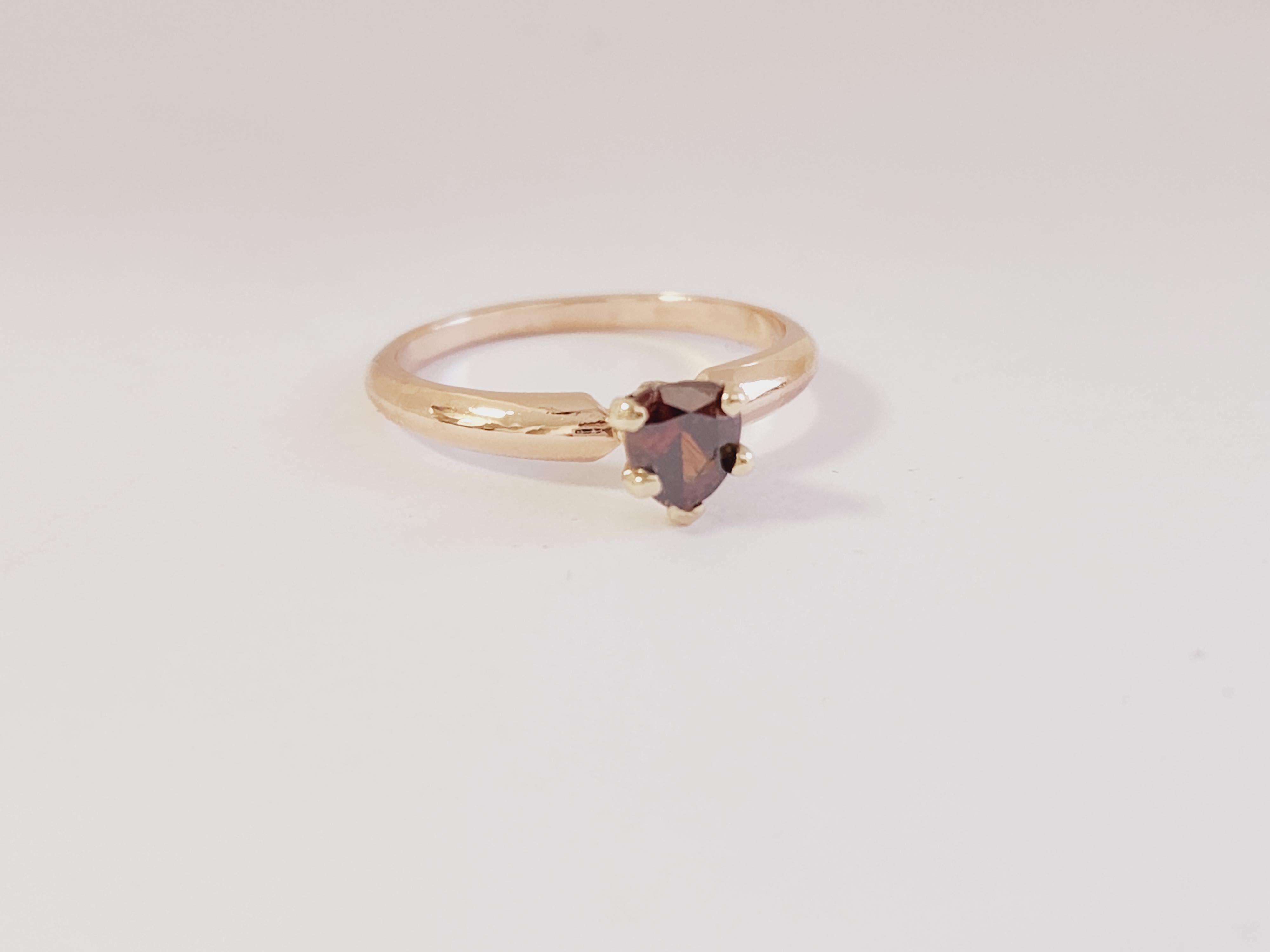 Heart Cut GIA 0.37 Carat Fancy Color Reddish Orange Heart Shape 14K Rose Gold Ring For Sale