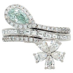 GIA 0.38 cts Fancy Light Blueish Green SI2 Clarity Diamond Ring