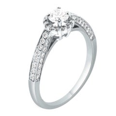 GIA 0,40 carati in oro bianco 18 carati Anello aureola con diamante taglio brillante rotondo da donna