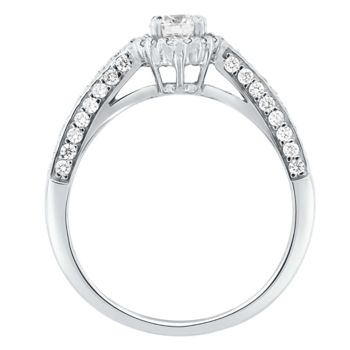 Bague halo en or blanc 18 carats avec diamants ronds taille brillant pour femmes de 0,40 carat certifiés GIA Neuf - En vente à San Francisco, CA