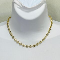 GIA 0.40 Carat Each Multi Shape Diamond Bezel Necklace in 18K Yellow Gold