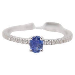 GIA 0.41 ct Certified Kashmir Sapphire and Diamond Daily Wear Ring in White Gold
