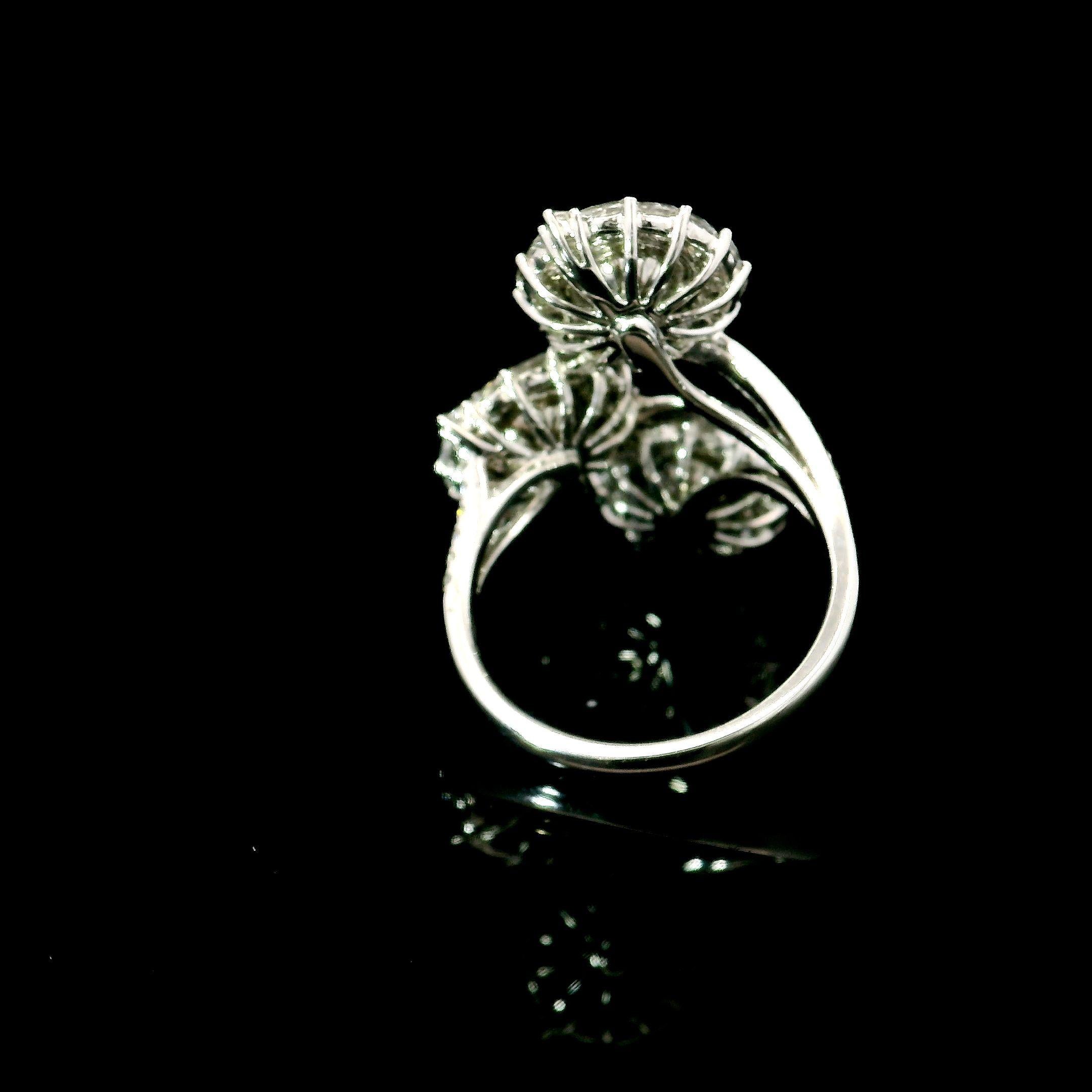 GIA 0.50/0.50/0.46 Carat Faint Pinkish Brown/Light Green Yellow/W-X Diamond Ring For Sale 1