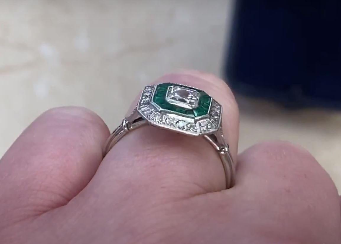 GIA 0.50 Asscher Cut Diamond Engagement Ring, Diamond & Emerald Halo, Platinum 3