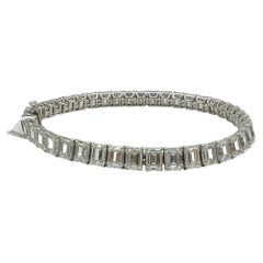 GIA 0.50 Carat Each Emerald Cut Diamond Tennis Bracelet in 18K White Gold
