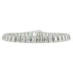 GIA 0.50 Carat Each Emerald Cut Diamond Tennis Bracelet in 18K White Gold