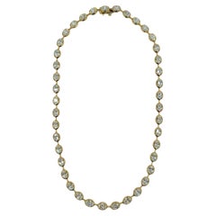 GIA 0.50 Carat Each Oval Diamond Bezel Prong Necklace in 18K Yellow Gold